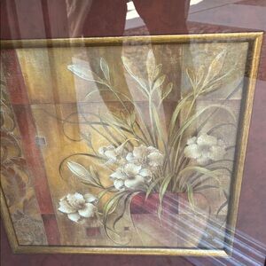 Floral Framed and Matted Art in Antique Gold Frame